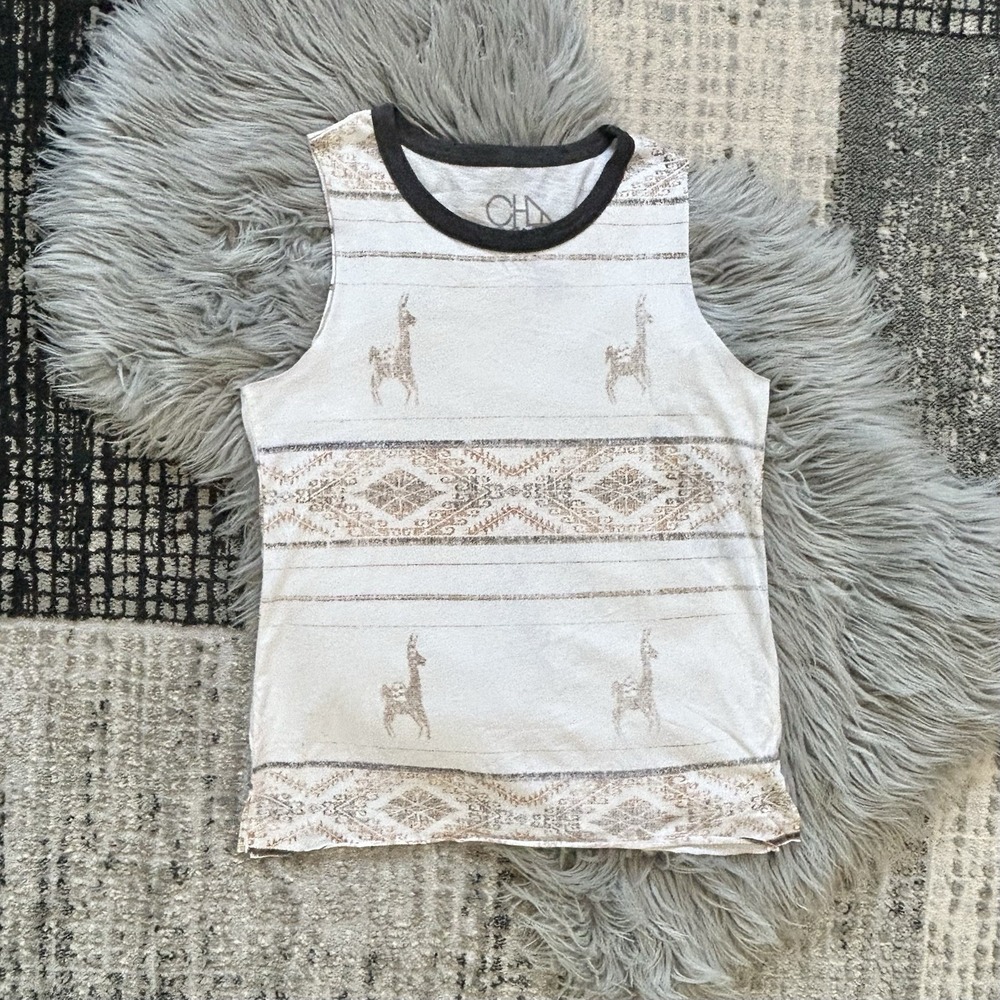 Chaser Women's "The Llama Tank" Western‎ Style Sleeveless Size Medium (MSRP $57)